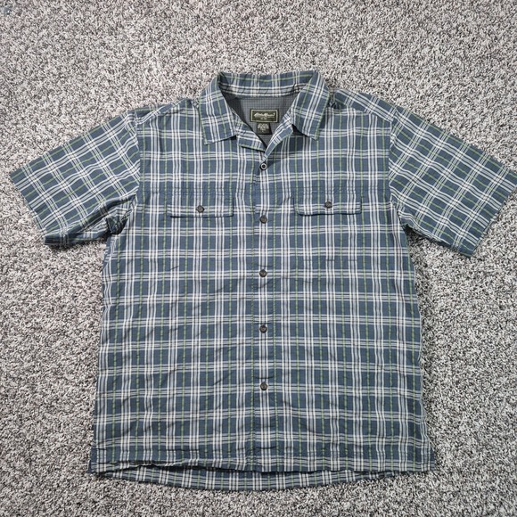 Eddie Bauer Other - Eddie Bauer Blue & Green Plaid Short Sleeve Button Up Shirt Men's Large Tall